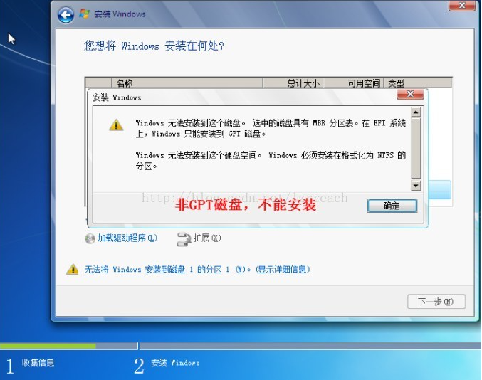 Windows无法安装到这个磁盘，选中的磁盘具有MBR分区表。在EFI系统上，Windows只能安装到GPT磁盘。如何解决